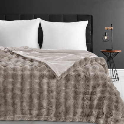 Deka 200x220 cm LILY z mäkkej kožušiny s 3D efektom, hnedá